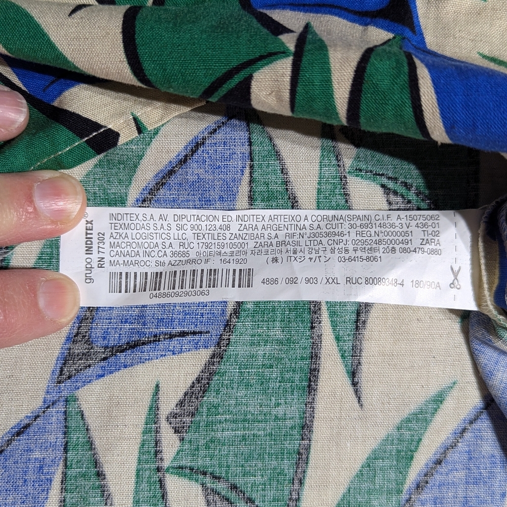 ZARA Regatta Tan Blue Green Printed Zipper Back Linen Blend Shorts Size XXL NWOT - Picture 11 of 14